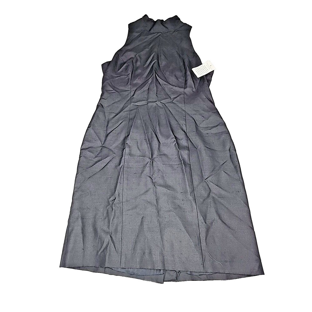 New NWT Hugo Buscati Black 100% Silk Shift Knee Length Dress Women's Size S